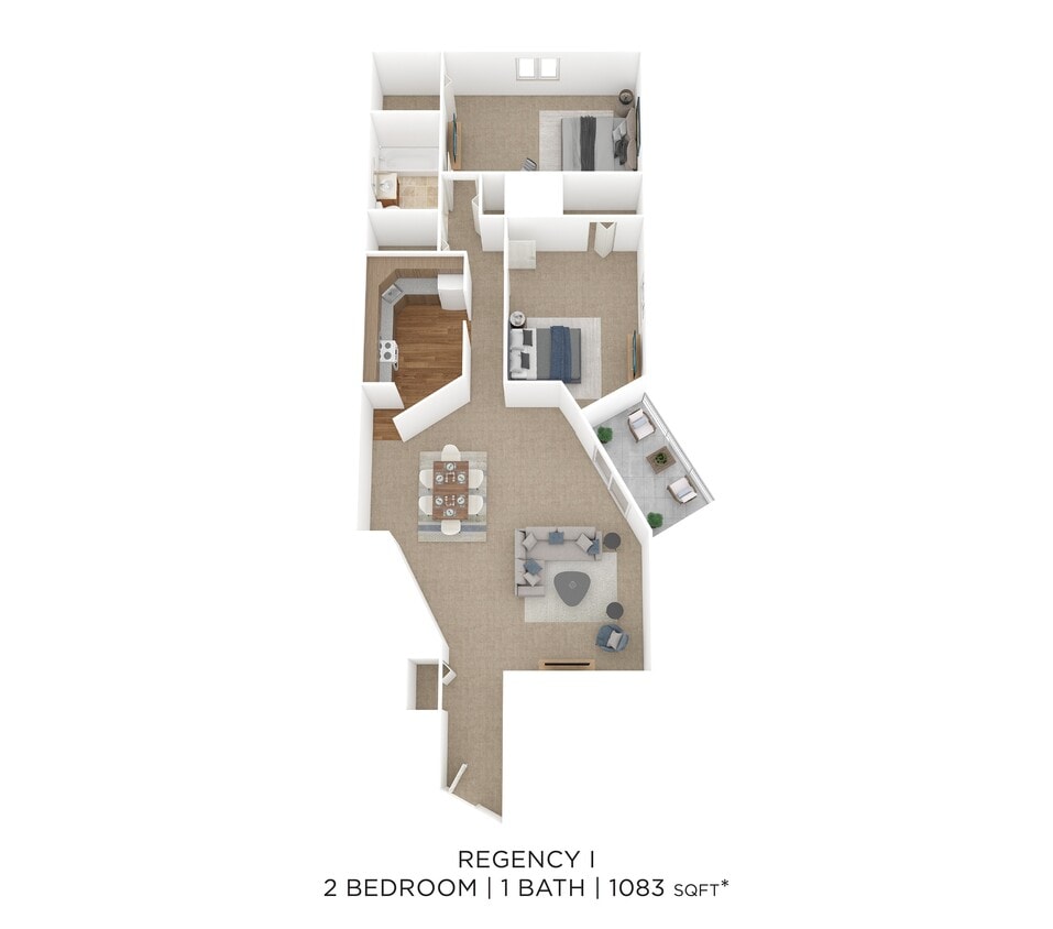 Floor Plan - Two Bedroom- 1,083 sqft