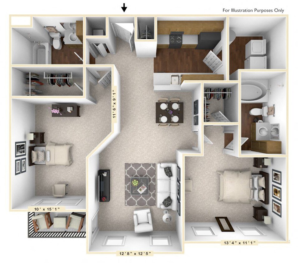 Floor Plan - The Stirling 2 BR 2 BA