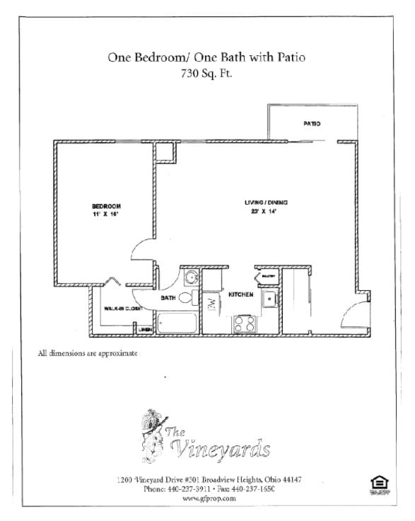 Floor Plan - One Bedroom - Patio