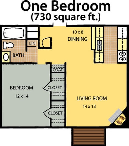 1B/1B - One Bedroom