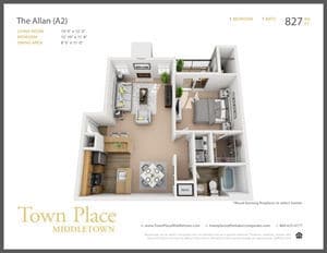 Floor Plan - The Allan 1 x 1