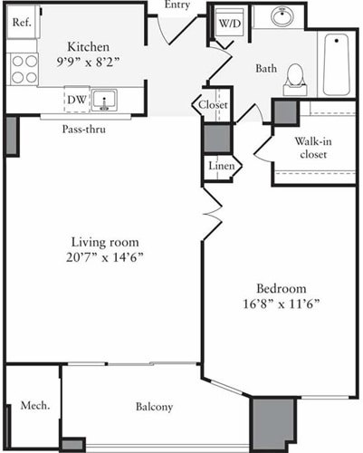 Floor Plan - 1 Bedroom J