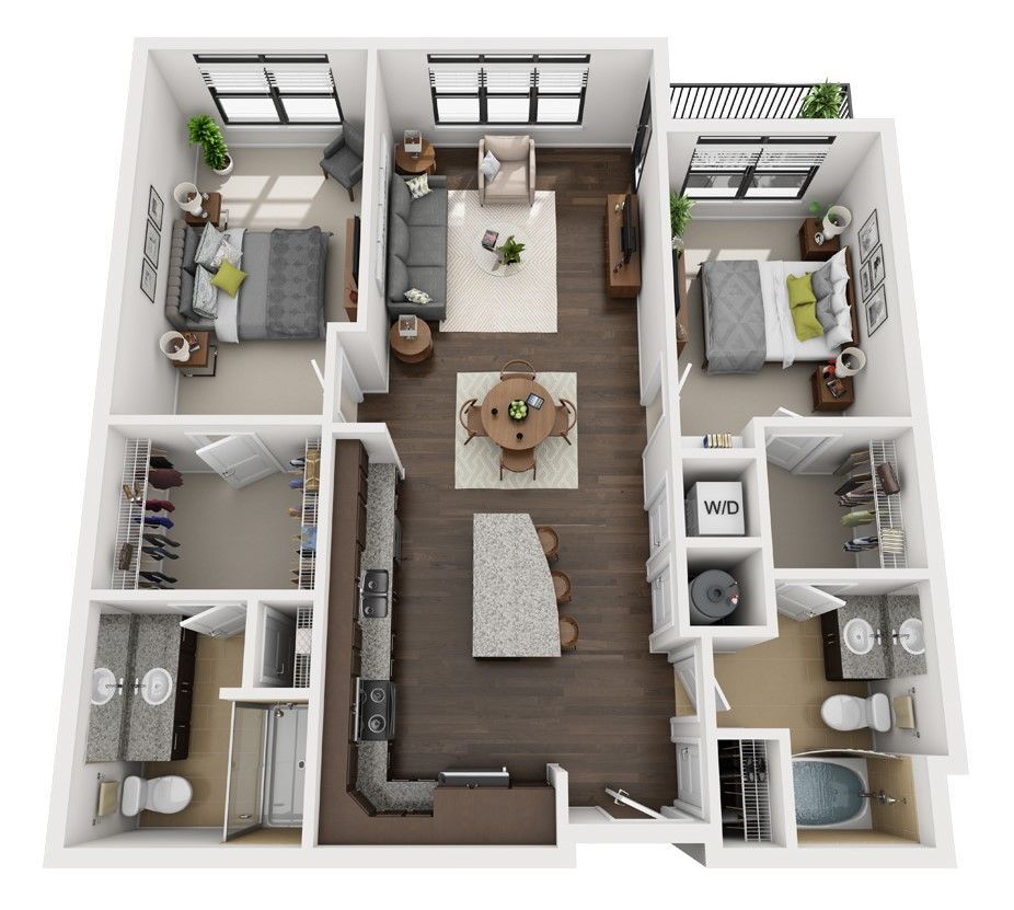 The Four - B2 - 2 Beds - 2 Baths - 1079 Sq. ft. - B2