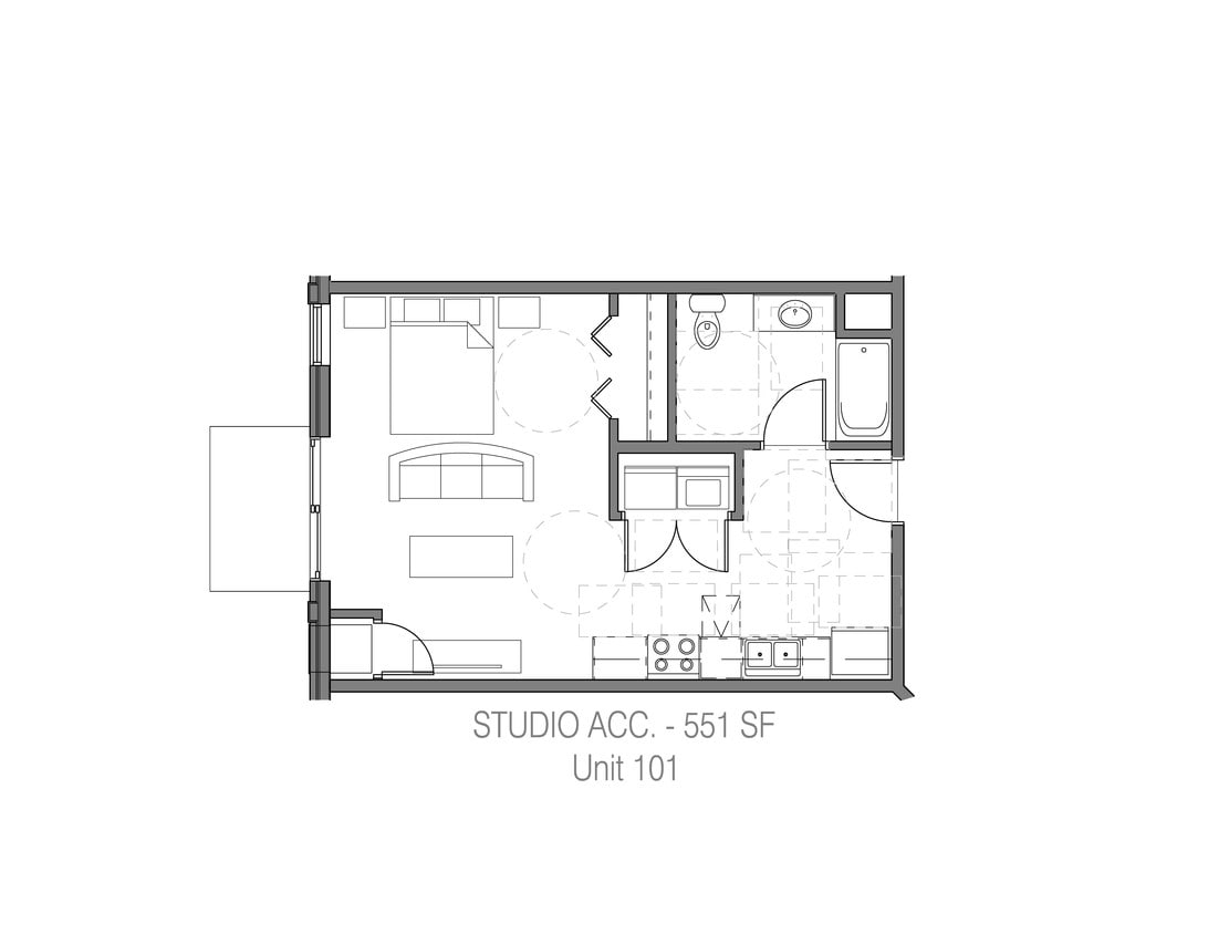 Floor Plan - Studio Handicap-Accessible 1st floor