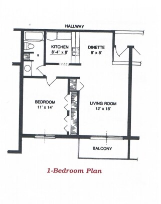 1-Bedroom Plan - 1BR/1.0BA