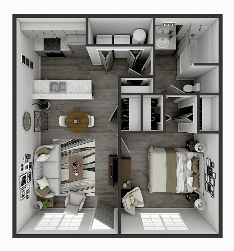 Floor Plan - 1 Bedroom, 1 Bath