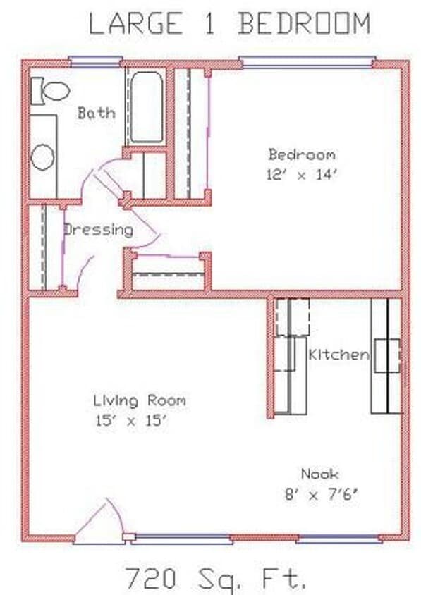 Floor Plan - Large 1 Bedroom - D