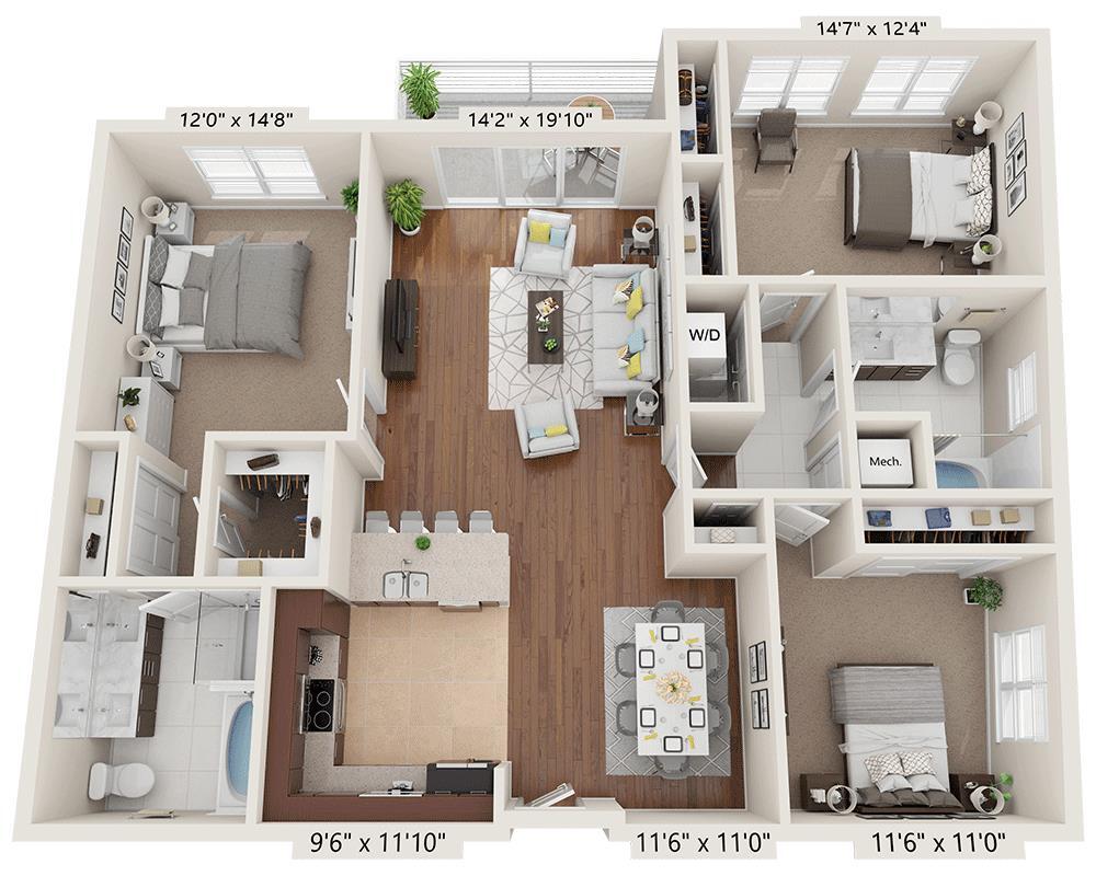 Floor Plan - Three Bedroom C2