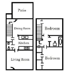 2BR/1.5BA - 2/1.5 TH