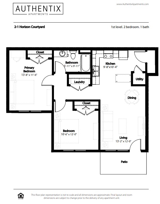 Floor Plan - 2-1 BR Horizon Courtyard