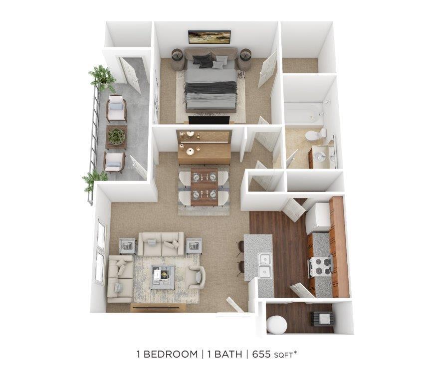 Floor Plan - One Bedroom-655 sqft