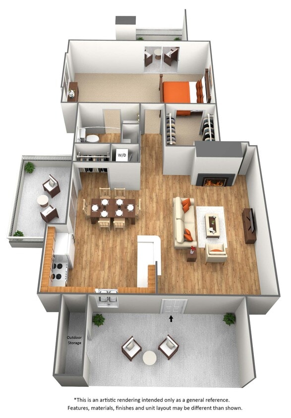 Floor Plan - 1 Bedroom 1 Bath - A2