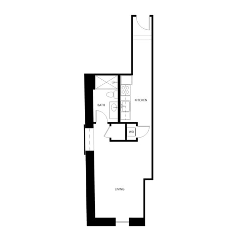 Studio | 1 Bath | 412 SQ FT - S2-AB