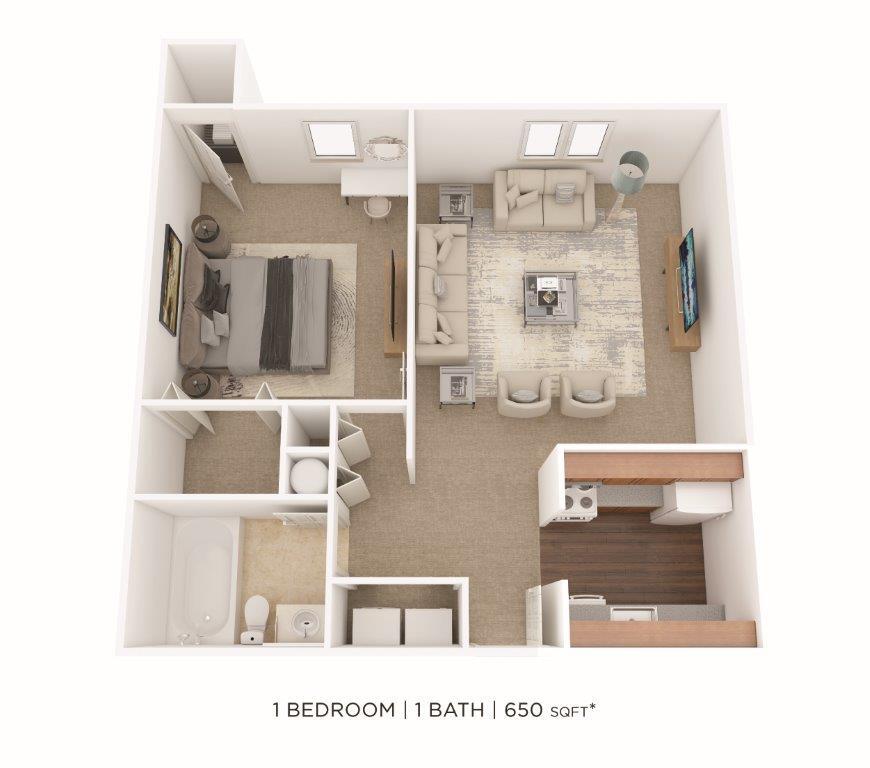 Floor Plan - One Bedroom- 650 sqft