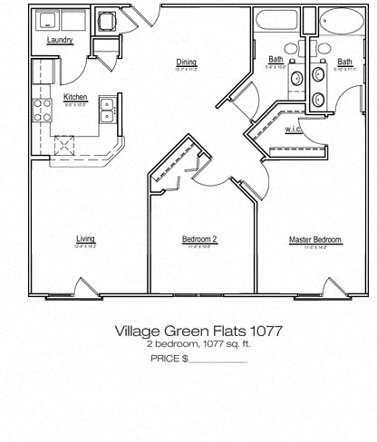 Floor Plan - Village Green Flats 1077
