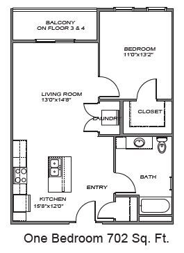 Floor Plan - One bedroom CityOne