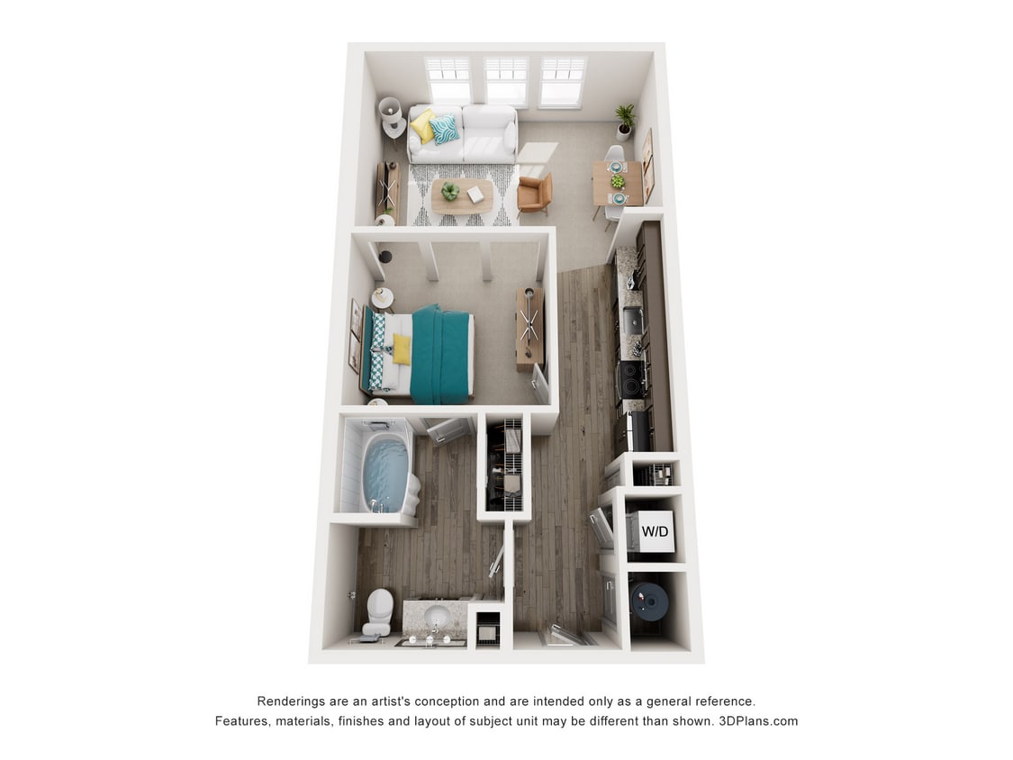 S1_612_1Bed_1Bath - S1 - One Bedroom, One Bathroom