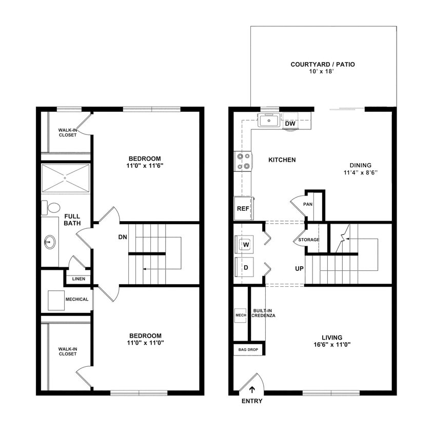 Floor Plan - B1R Townhome Renovated