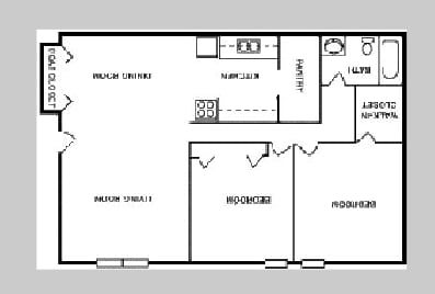 2BR/1BA - 2 Bedroom 1 Bath - 850 SF 
