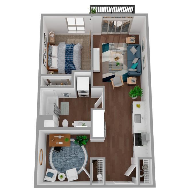 Floor Plan - 1 Bed/1 Bath Den-a74.1