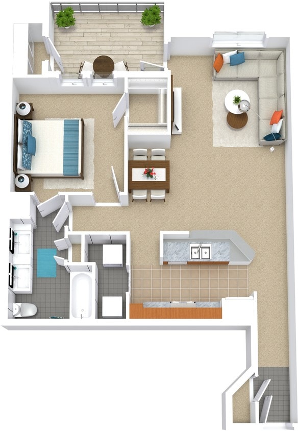 Floor Plan - 1x1 779sf BH - A5