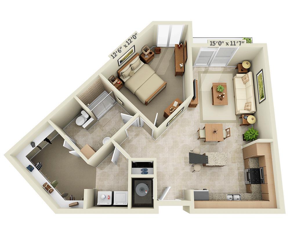 Floor Plan - One Bedroom A1F