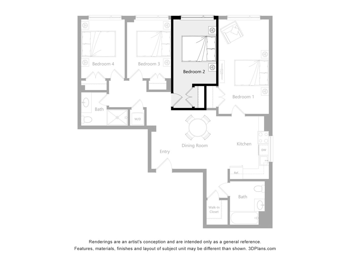 The Reserve_C3 & D3 - Furnished Room in a 4 Bedroom 2 Bathroom (C3)