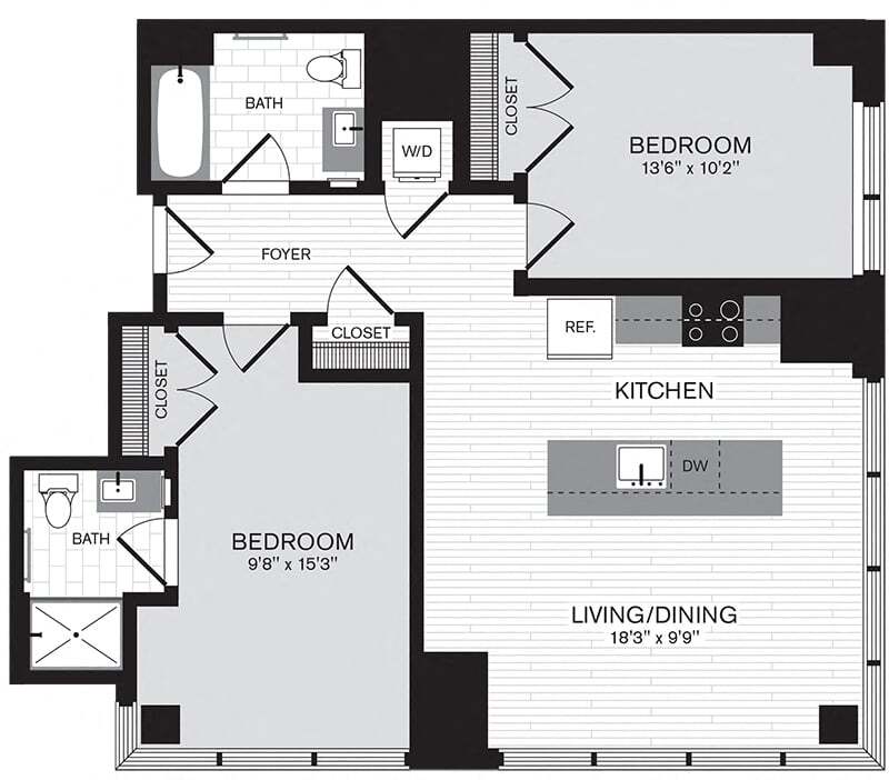 Floor Plan - 2 Bed/2 Bath