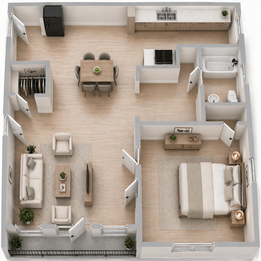 Floor Plan - 1 Bedroom Victorian