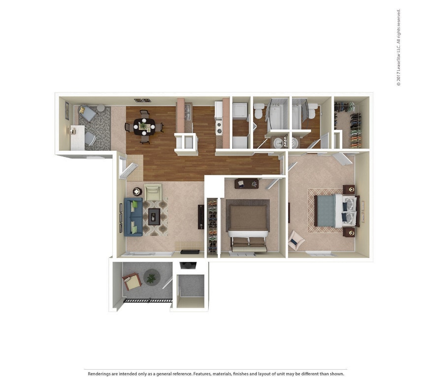 Floor Plan - 2 Bed 2 Bath 1108 SqFt (1022 Net)