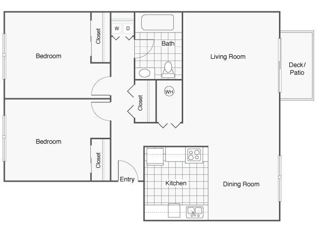 Floor Plan - Two Bedroom One Bath Renovated