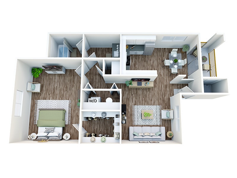 Floor Plan - 700 1 Bed 1 Bath - Upgrade