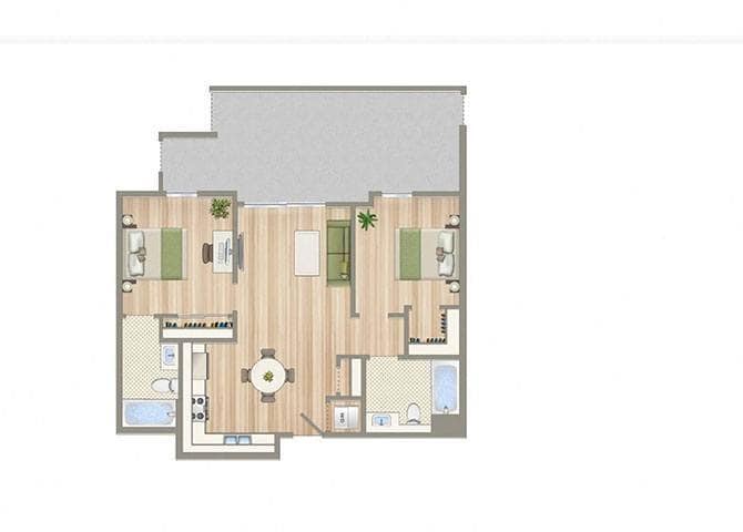 Floor Plan - Two Bedrooms Two Bathrooms