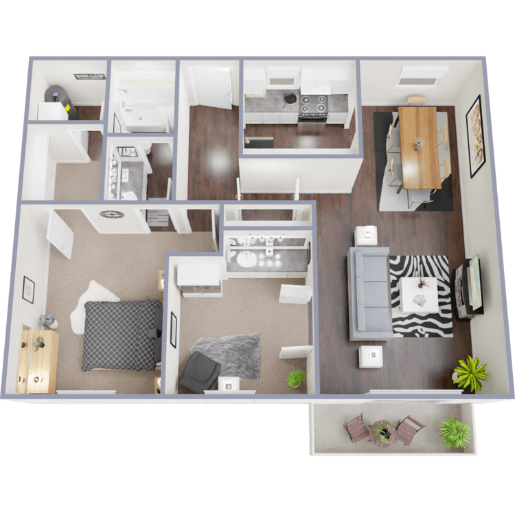 Floor Plan - 1 Bedroom 1 Bath + Den