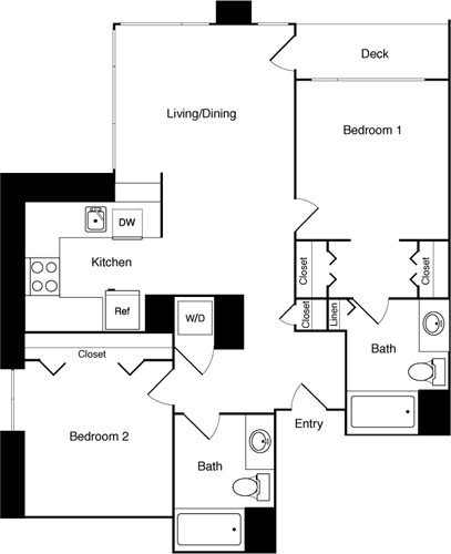 Floor Plan - 2 Bed 1513-2313 SE