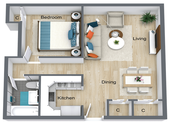 Floor Plan - CF 1x1B