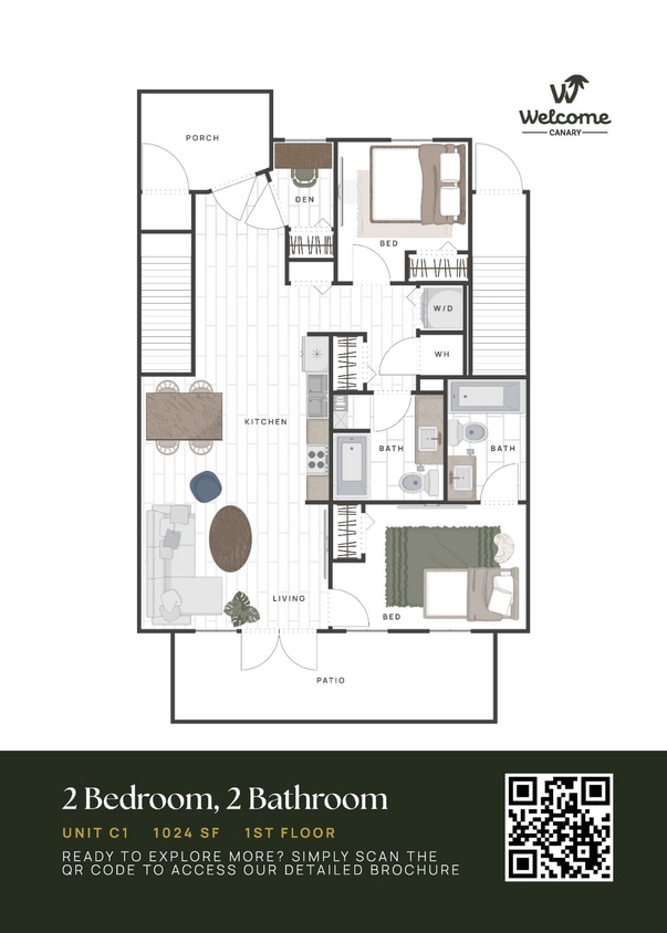 Floor Plan - 2 Bedrooms, 2 Bathrooms