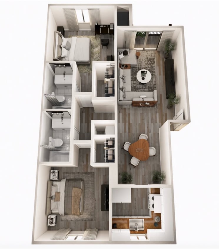 2 Bedroom 2 Bathroom - 2 Bed 2 Bath