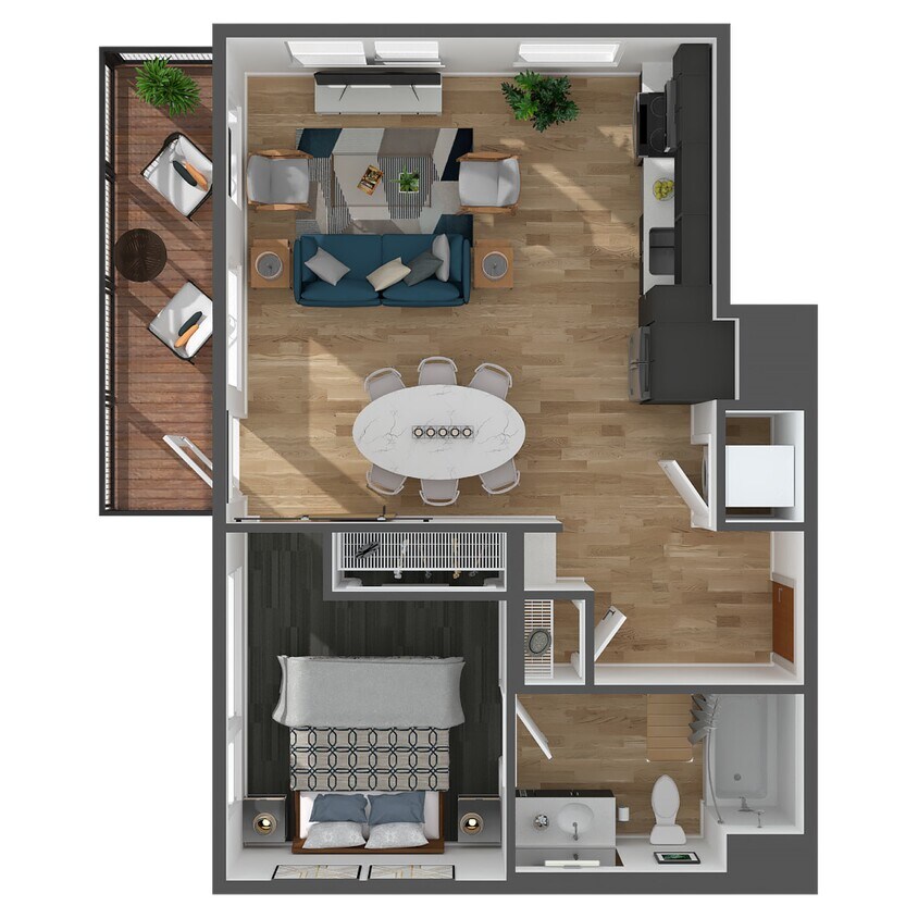 Floor Plan - 1 Bed/1 Bath-A2.1