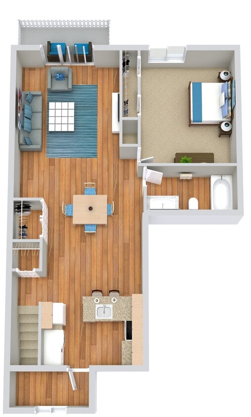 Floor Plan - 1 Bed | 1 Bath Upper