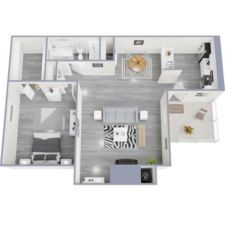 Floor Plan - 1 Bed 1 Bath A