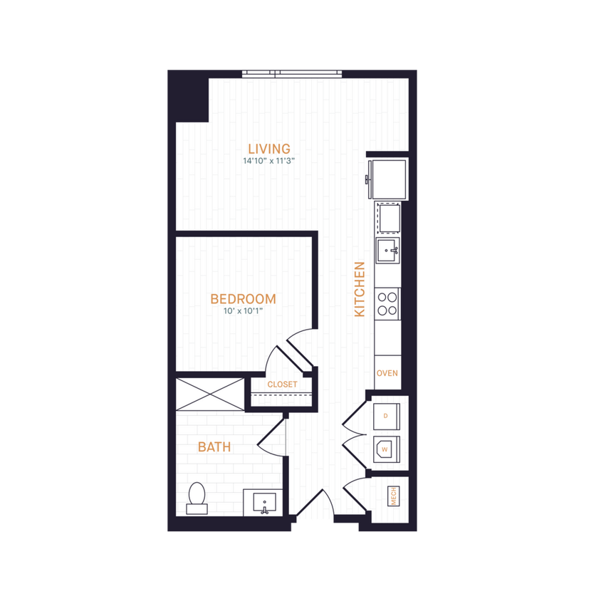 Floor Plan - J4 BF | 1 Bed | 1 Bath
