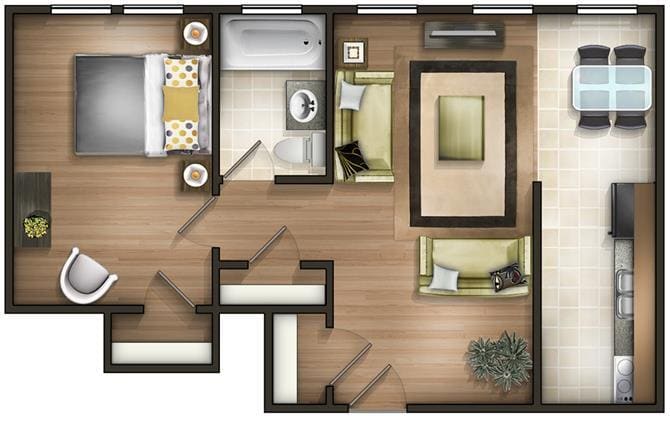 Floor Plan - ONE BEDROOM
