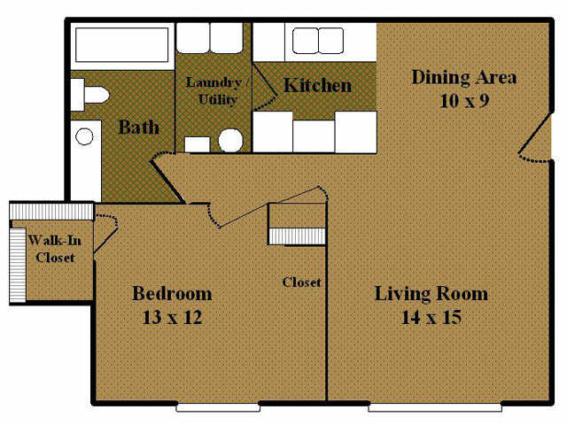 Floorplan - One Bedroom - Balcony