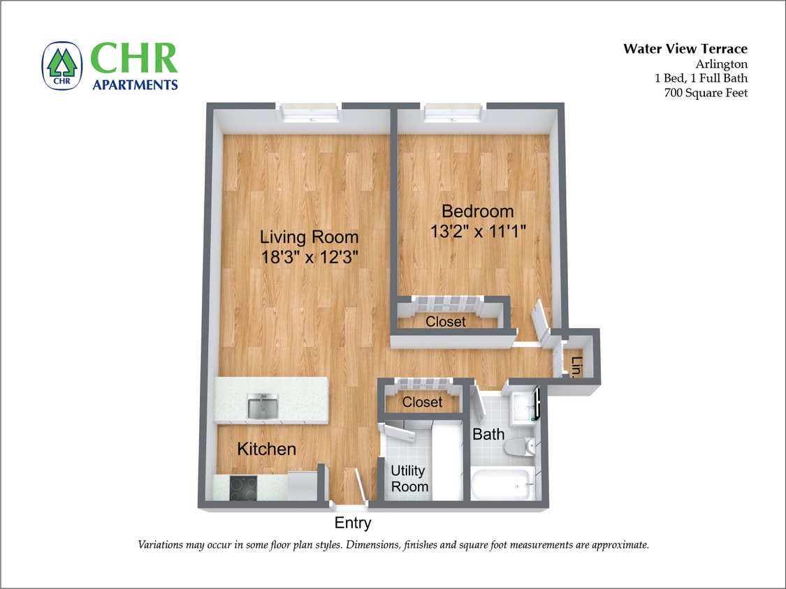 Floor Plan - 1 Bed/1 Bath with Extra Storage and A/C
