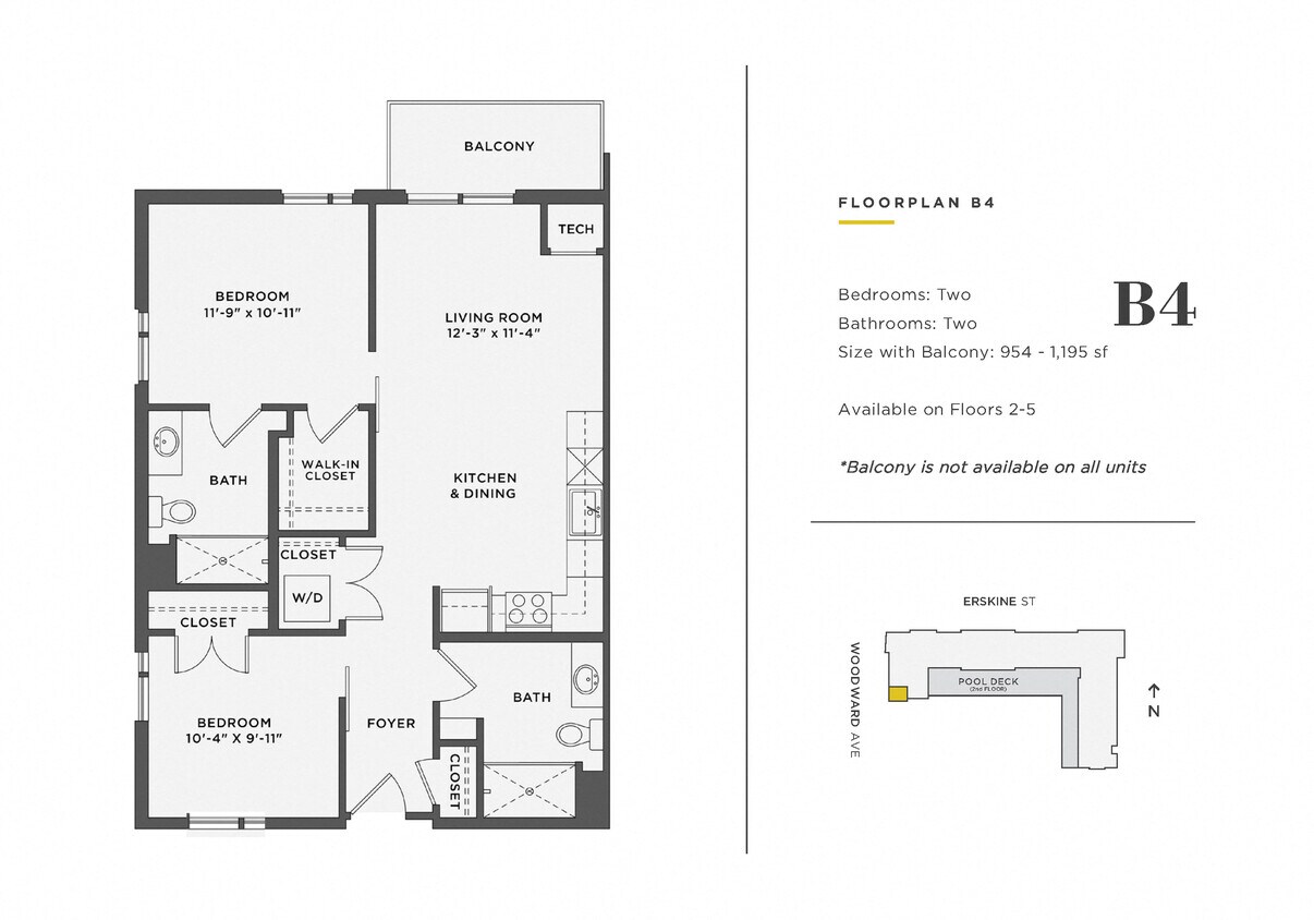 Floor Plan - 2 Bedroom Unit - B4