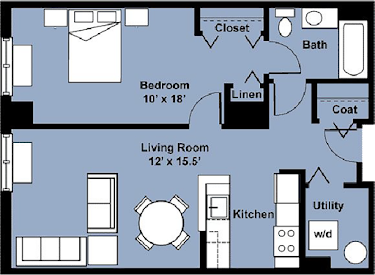 Floor Plan - Small 1 Bedroom