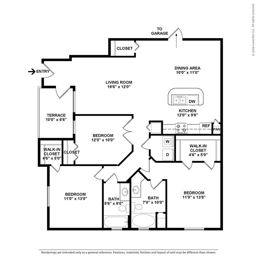 Floor Plan - 3 BR Designer Courtyard Garage