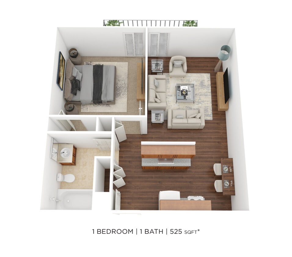 Floor Plan - One Bedroom 525 sqft