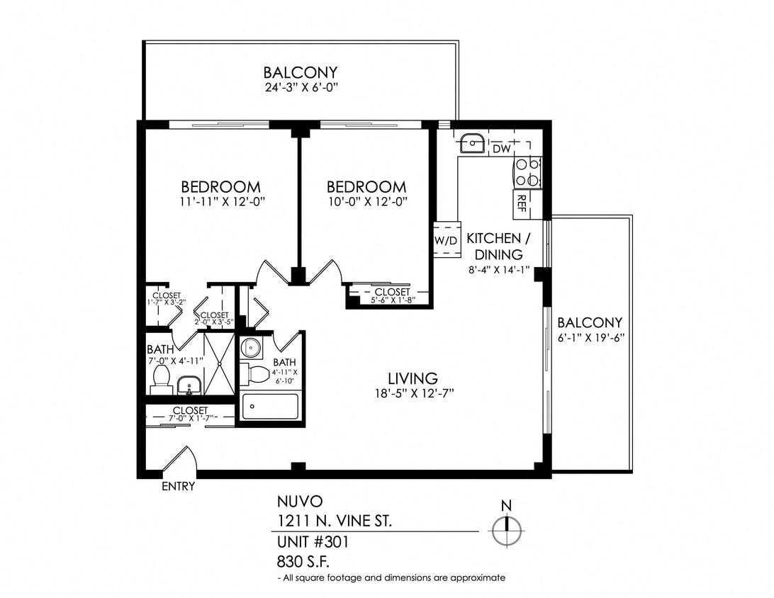 Floor Plan - 2 Bedroom 1 Bath